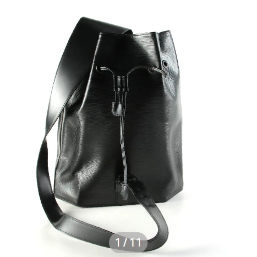 Louis Vuitton Sac a Dos Drawstring Sling Bag in Black Epi and Smooth Leather